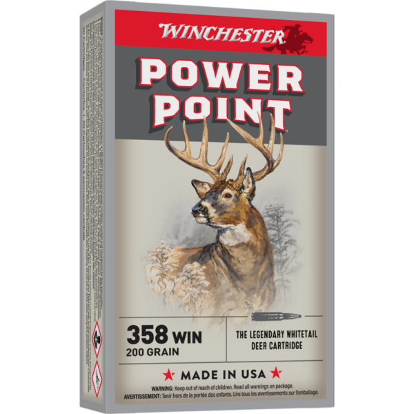 Winchester Power Point Rifle Ammunition .358 WIN 200 gr. JSP 2490 fps 20/ct