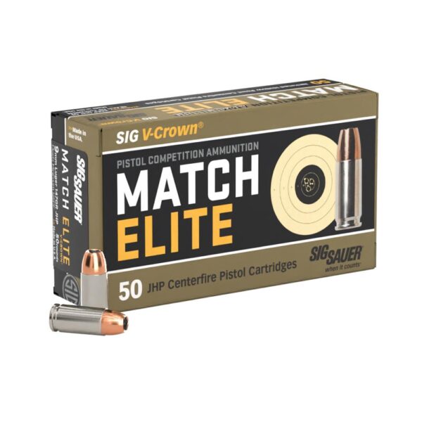 Sig Sauer Match Elite Handgun Ammunition 9mm Luger 147gr JHP 880 fps 50/ct