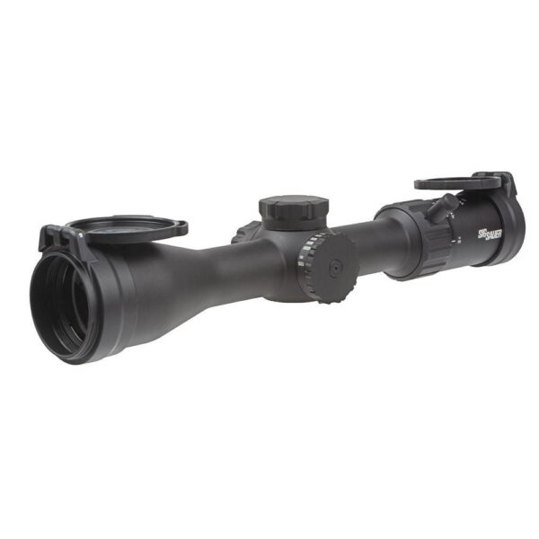 Sig Sauer Whiskey 4 Low Profile Rifle Scope 3-12x44 30mm SFP Quadplex non-Illum Capped 0.25 MOA - Black