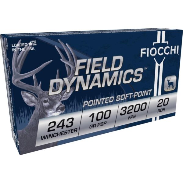 Fiocchi Field Dynamics Rifle Ammunition .243 Win 100 gr PSP 3200 fps 20/ct