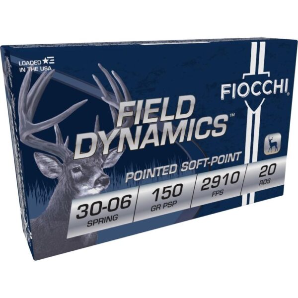 Fiocchi Field Dynamics Rifle Ammunition .30-06 Sprg 150 gr PSP 2910 fps 20/ct