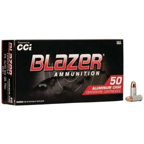 CCI Blazer Aluminum Handgun Ammunition .25 ACP 50 gr FMJ 755 fps 50/box