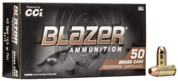 CCI Blazer Brass Handgun Ammunition .40 S&W 165 gr FMJ 1050 fps 50/ct