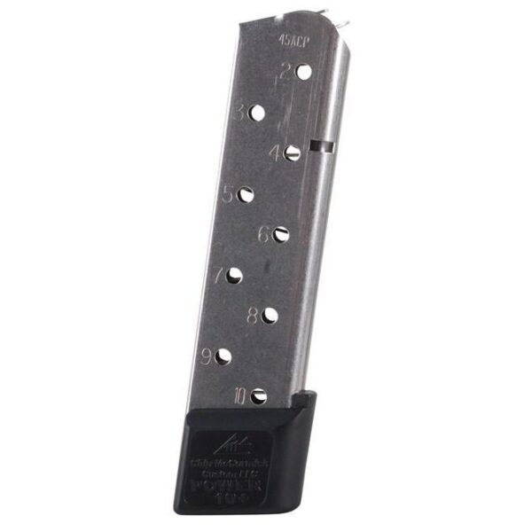 Chip McCormick Power Mag Plus Colt 1911 Handgun Magazine .45 ACP Stainless Steel 10/rd