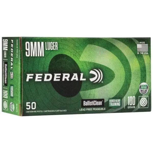 Federal BallistiClean Handgun Ammunition 9mm Luger 100gr IRT 1240 fps 50/ct