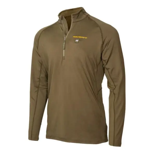 Muddy Nucleus Heated Quarter Zip Long Sleeve Shirt Brown Clay 3XL