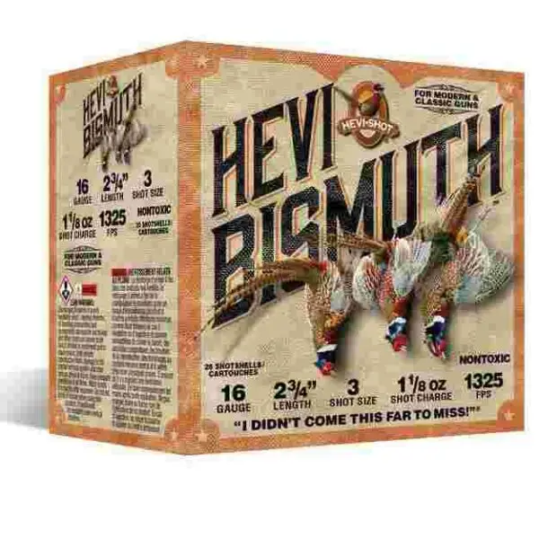 HEVI-Shot HEVI-Bismuth Upland Shotshells 16ga 2-3/4" 1-1/4oz 1325 fps #3 25/ct