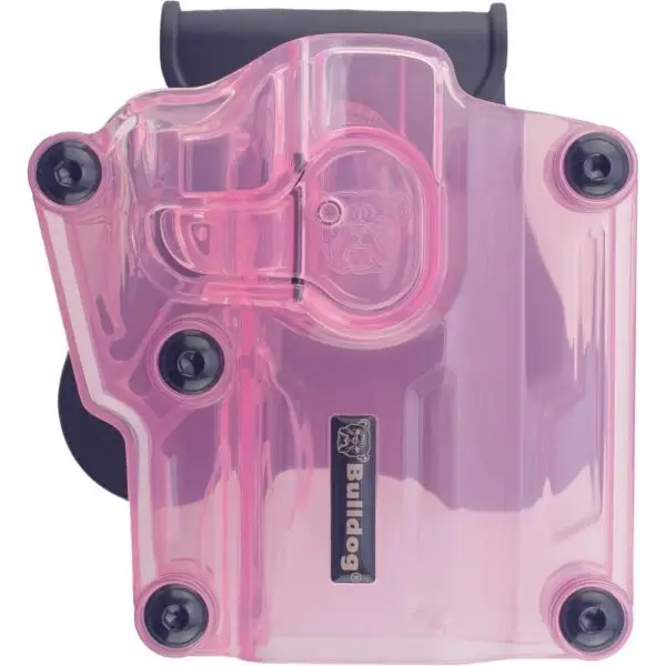 Bulldog Max Multi-Fit Polymer Holster w/ Paddle-Transparent Pink RH