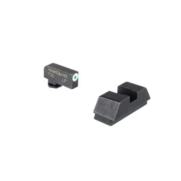 Ameriglo Optics Compatible Tritium Handgun Sight Set for Glock Flat Black .295? Rear 1L Tall Green with White .220? Front