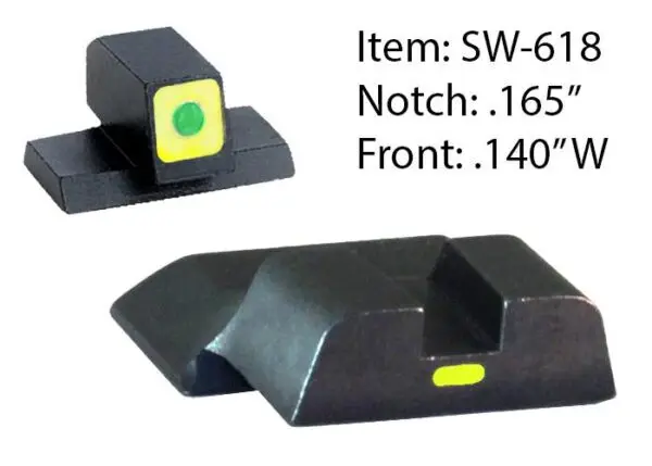 Ameriglo CAP Tritium Night Sights for S&W M&P Shield / Front Tritium - Green / Front Outline - LumiGreen / Style - CAP / Rear Paint Bar - LumiGreen