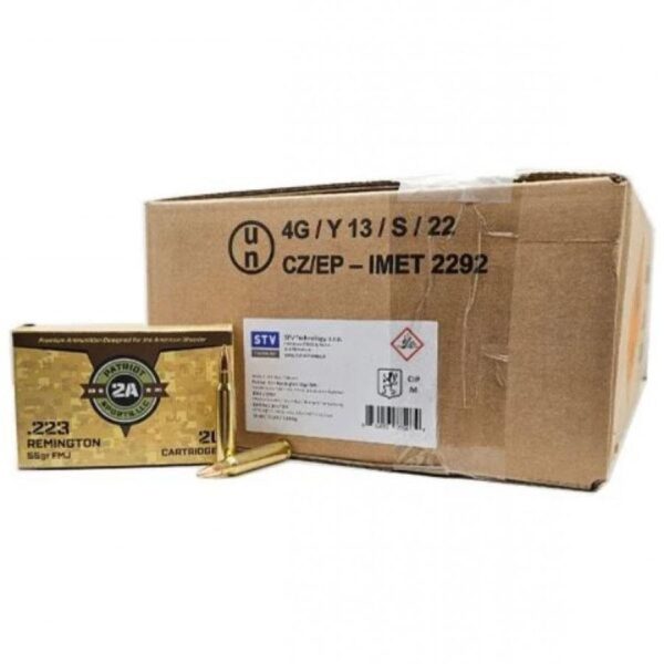 Patriot Sports Rifle Ammunition .223 Rem  55gr FMJ 3280 fps 1000/ct(50-20ct Boxes)