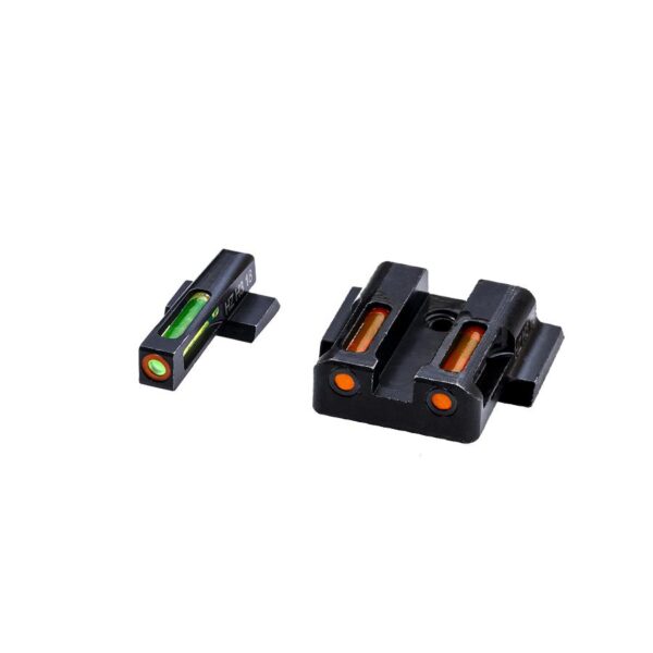 HIVIZ Litewave H3 Tritium/Litepipe Handgun Sight Set for S&W M&P Green with Orange Ring Front Orange Rear