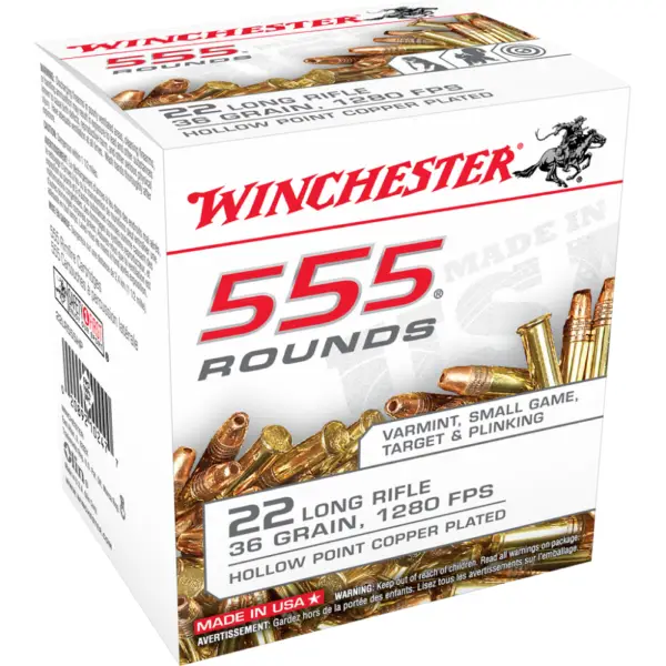 Winchester .22 LR Bulk Pack Rimfire Ammunition .22 LR 36 gr CPHP 555/ct