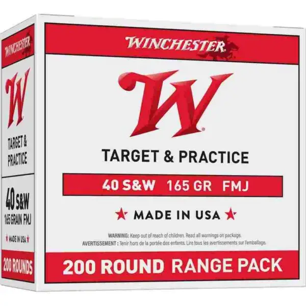 Winchester Target Handgun Ammunition .40 S&W 165 gr. FMJ 1060 fps 200/ct