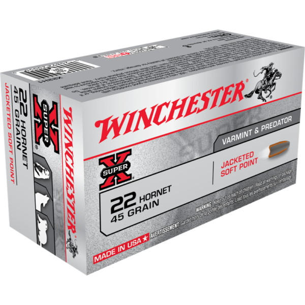 Winchester Super-X Rifle Ammunition .22 Hornet 45 gr. JSP 2690 fps 50/ct