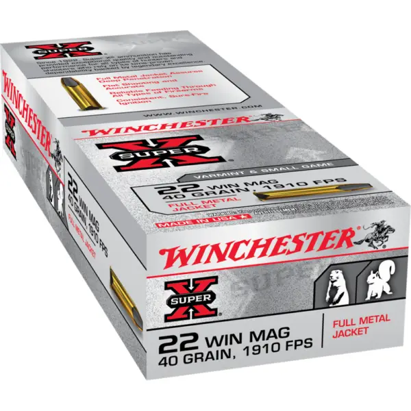 Winchester Super-X Magnum Rimfire Ammunition .22 WMR 40 gr. FMJ 1910 fps 50/ct