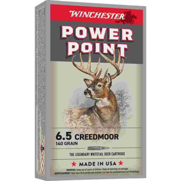 Winchester Power Point Rifle Ammunition 6.5 Creedmoor 140gr PSP 2730 fps 20/ct