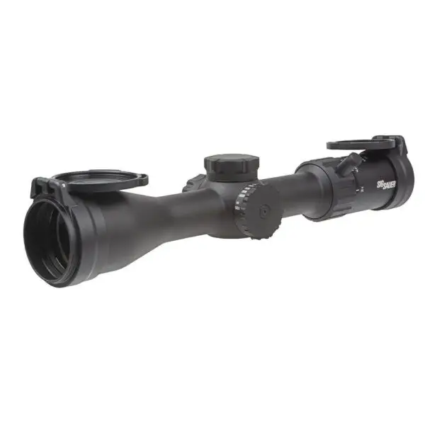 Sig Sauer Whiskey 4 Low Profile Rifle Scope 3-12x44 30mm SFP Hellfire Quadplex Illum Capped 0.25 MOA - Black