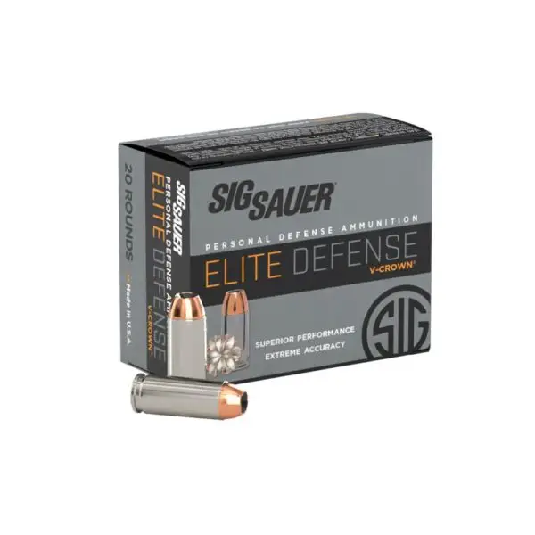 Sig Elite V-Crown Handgun Ammunition 10mm Auto 180 gr JHP 1250 fps 20/ct