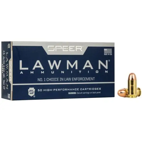 Speer Lawman Cleanfire Handgun Ammunition .45 Auto 230 gr TMJ 845 fps 50/rd