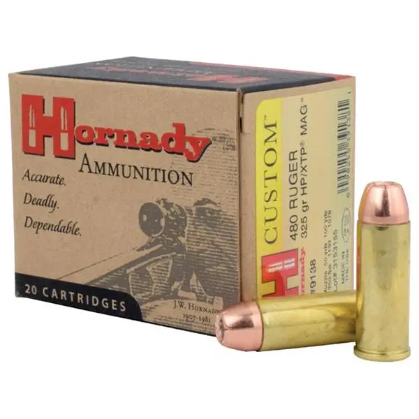 Hornady Custom Handgun Ammunition .480 Ruger 325 gr XTP-Mag 1350 fps 20/box