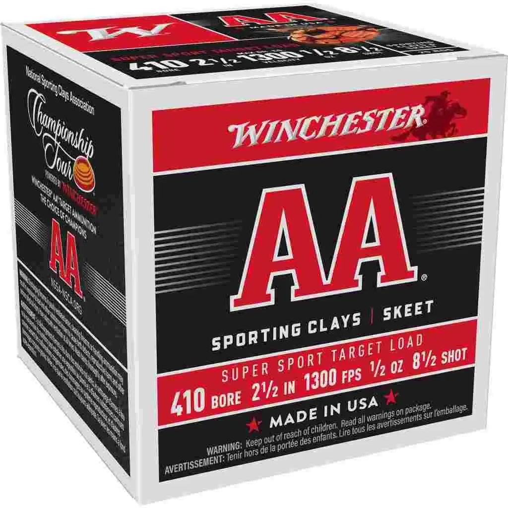 Winchester AA Sporting Clays Shotshells 410 ga 2-1/2" 1/2oz #8.5 1300 fps 25/ct