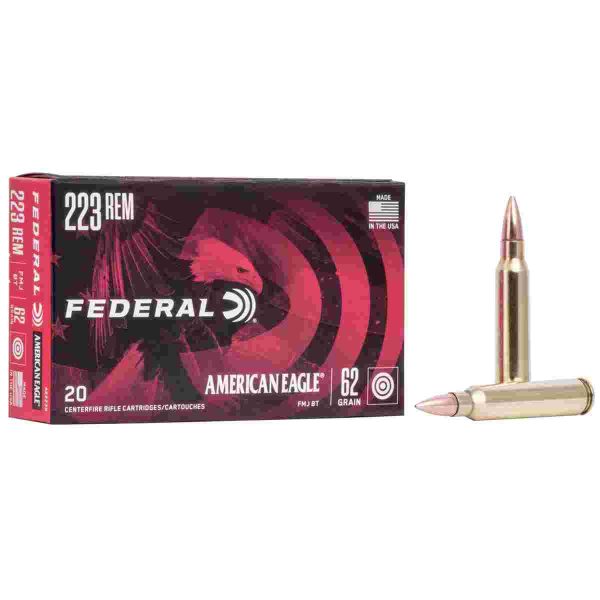 Federal American Eagle Rifle Ammunition .223 Rem 62 gr FMJ 3020 fps - 20/rd