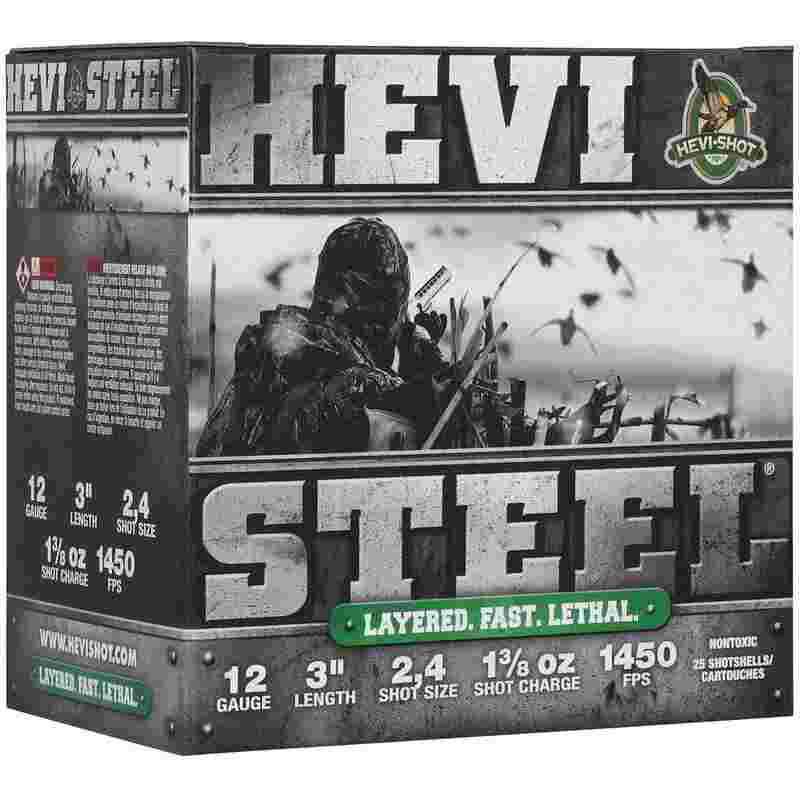 HEVI-Shot HEVI-Steel Shotshells 12ga 3" 1-3/8oz 1450 fps #2&#4 25/ct
